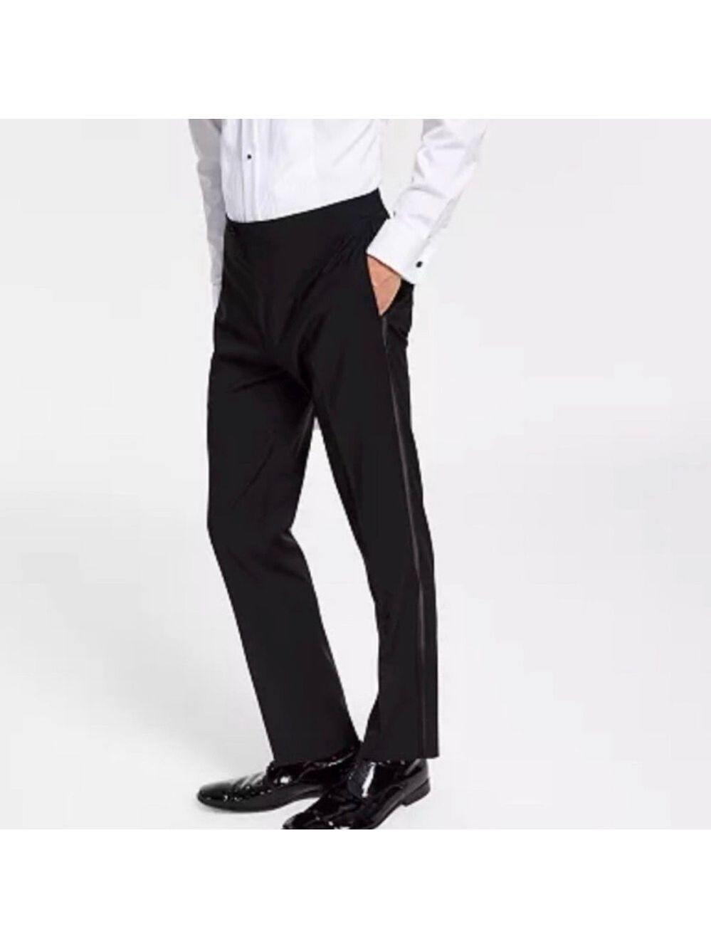 Michael Kors Men’s Modern Wool Black Tuxedo Striped Dress Suit Pants 40Wx30L